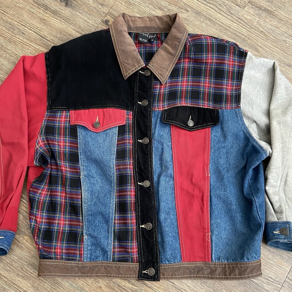 Vintage Carole Little Sport Denim Jacket Corduroy Patchwork - Picture 2 of 5